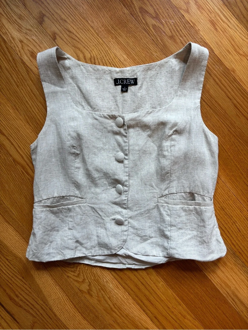 J.Crew Women's Cream Linen Button-Front Tank Vest